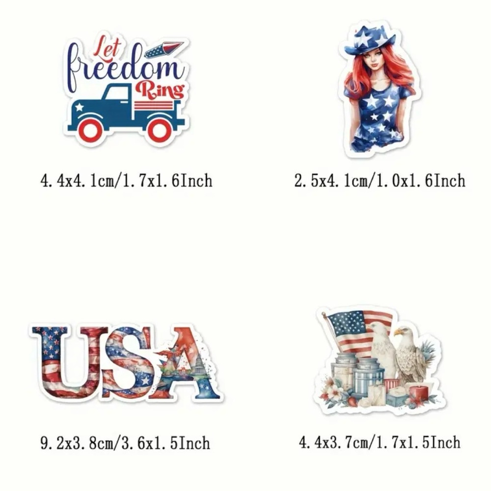 53 USA Patriotic Stickers Red White Blue United States America Flag - Picture 3 of 5